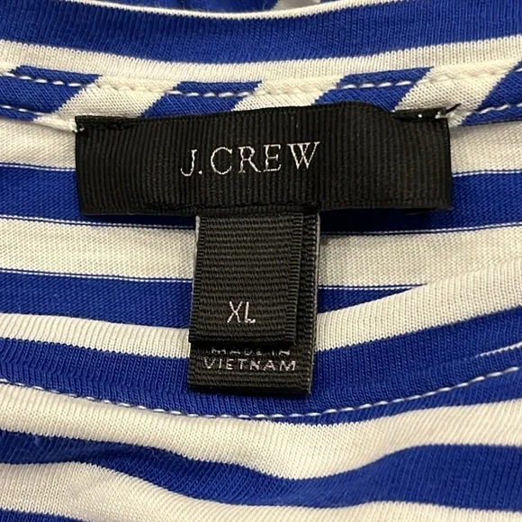 J. Crew Striped Top Blue White Knot Twist in Back Cotton Women Size XL - Picture 5 of 7